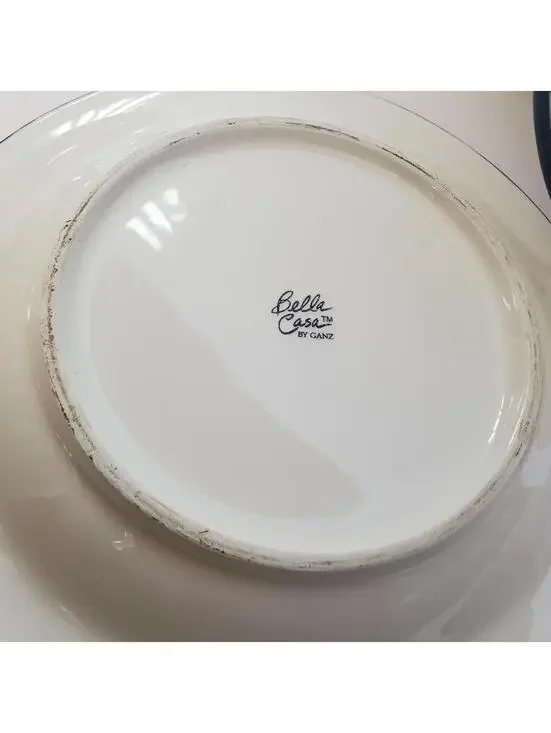 Rooster Dinner Plates Blue White Yellow Flower Spring 10 1/4" Bella Casa By Ganz - Picture 10 of 10